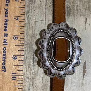 C & m leather belt size 34. Adjustable.